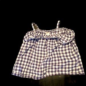 Navy blue and white plaid tank top